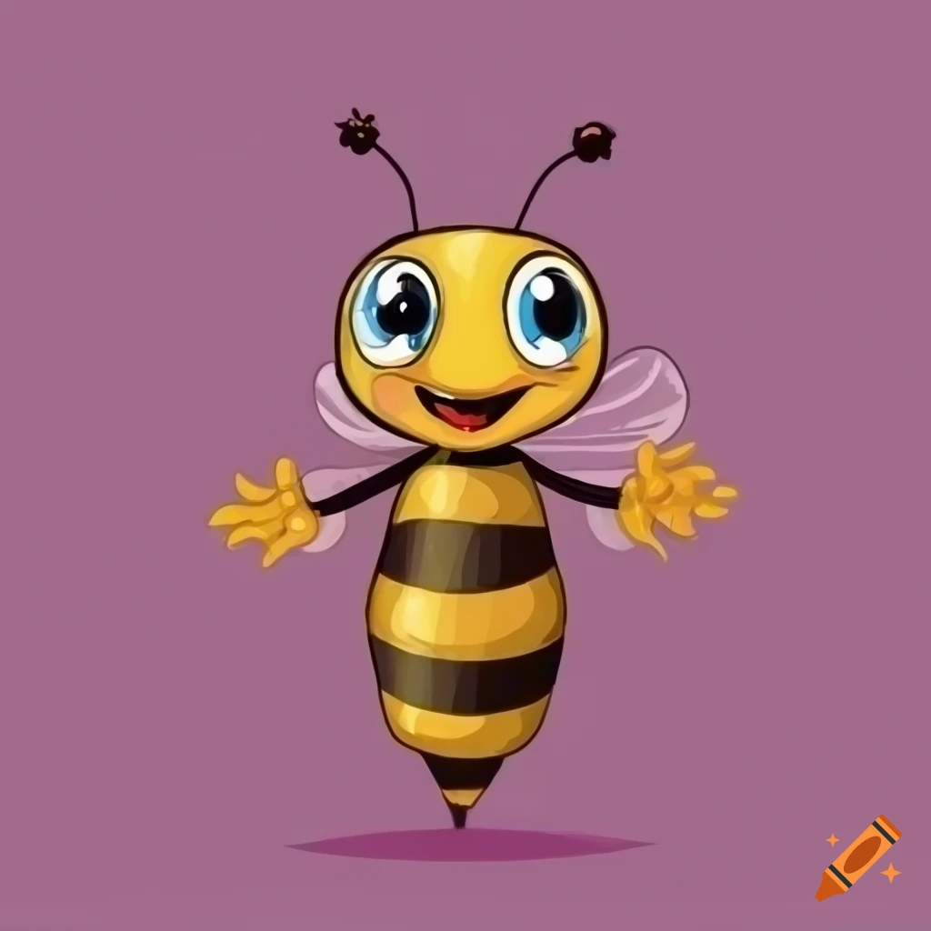 bold and vibrant cartoon bee on colorful background