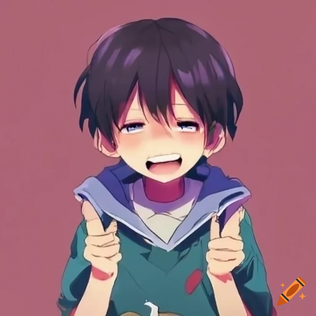 Blushing anime kid with a shocked expression on Craiyon