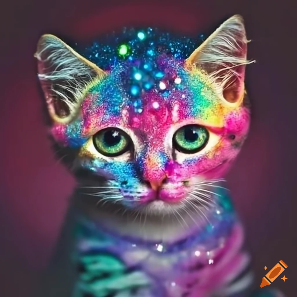 Adorable kitten with glittering eyes on Craiyon