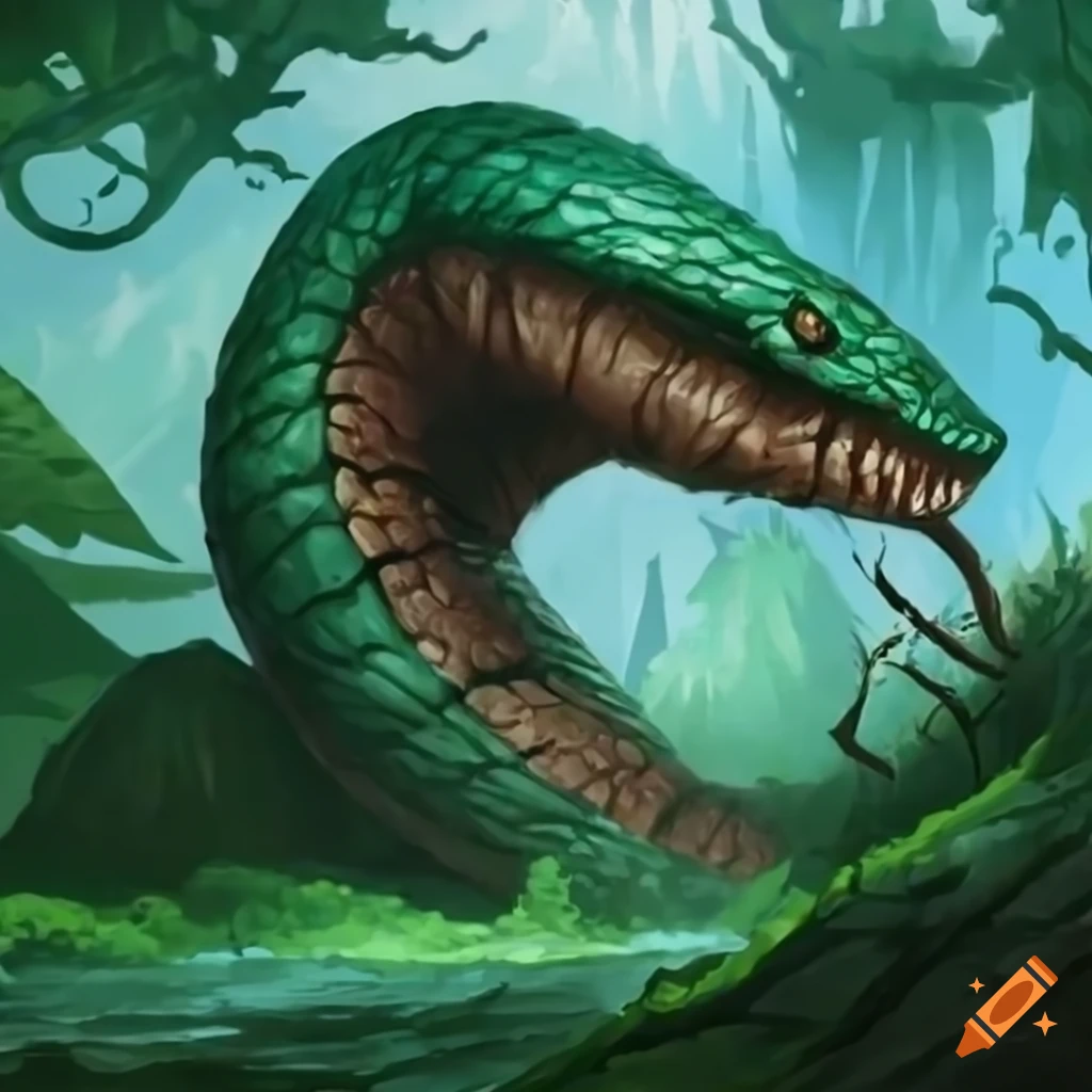 epic-fantasy-forest-with-a-giant-snake-like-creature-on-craiyon