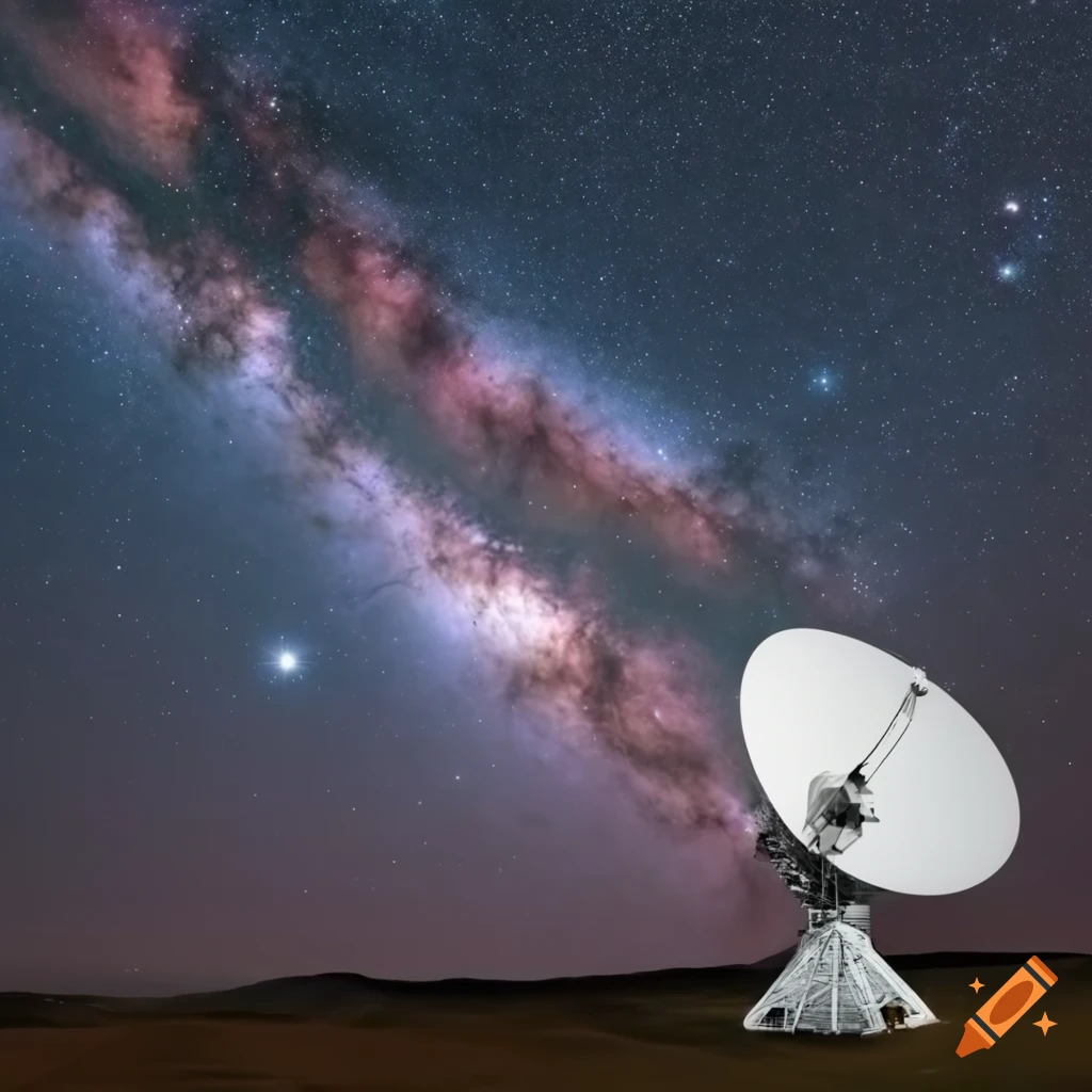 Satellite dish pointing towards the milky way on Craiyon