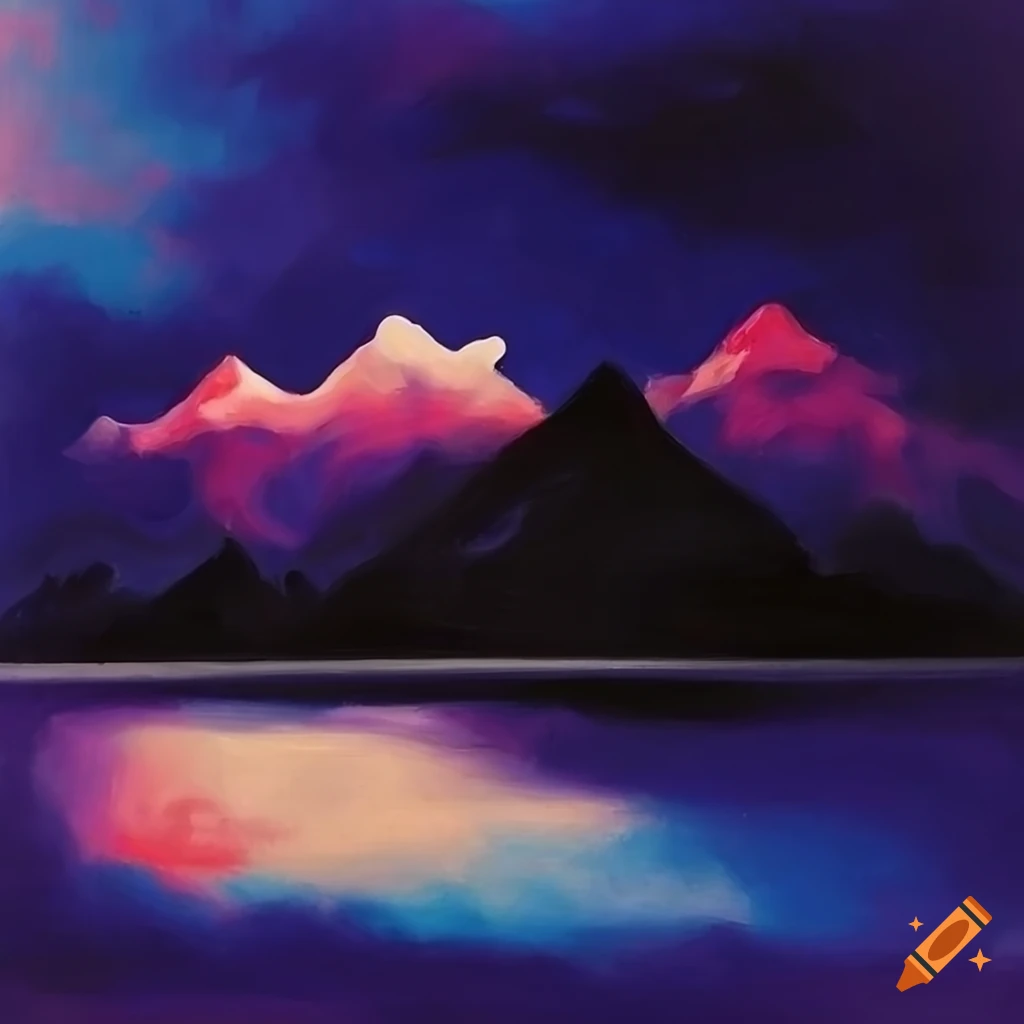 Vibrant painting of mountains and clouds on Craiyon