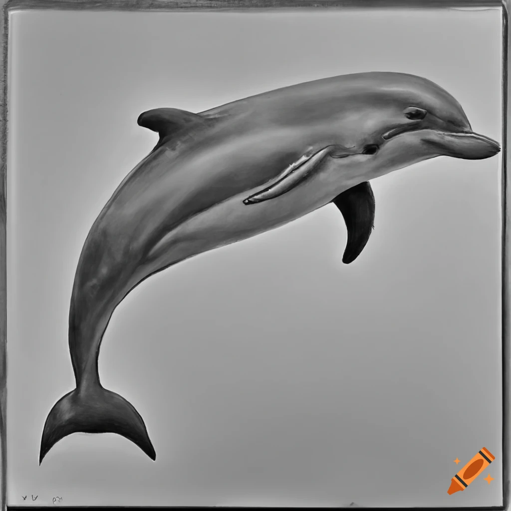 Realistic pencil drawing of a dolphin
