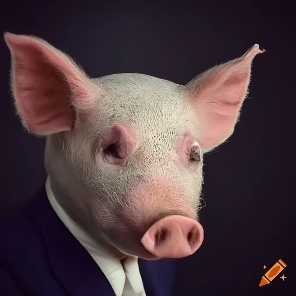 portrait of a pig wearing a suit