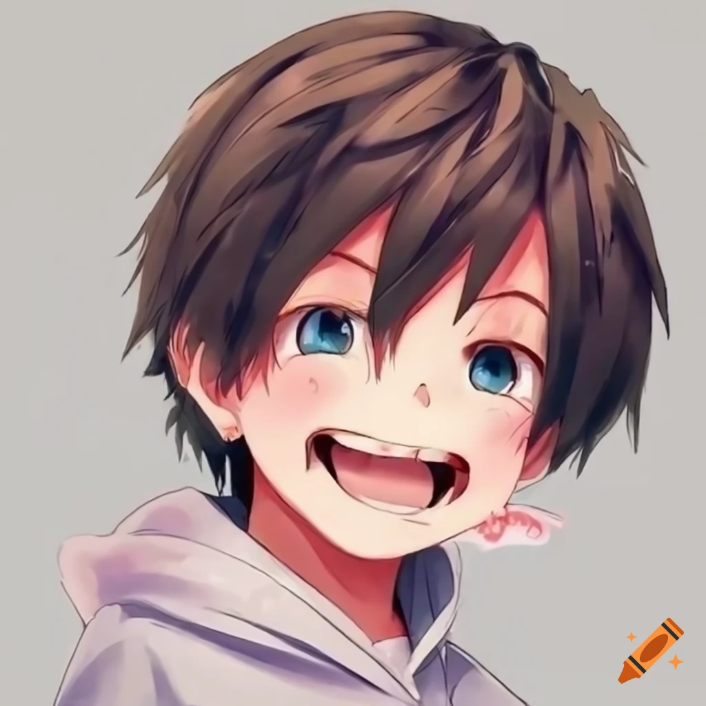 cute anime child laughing and crying