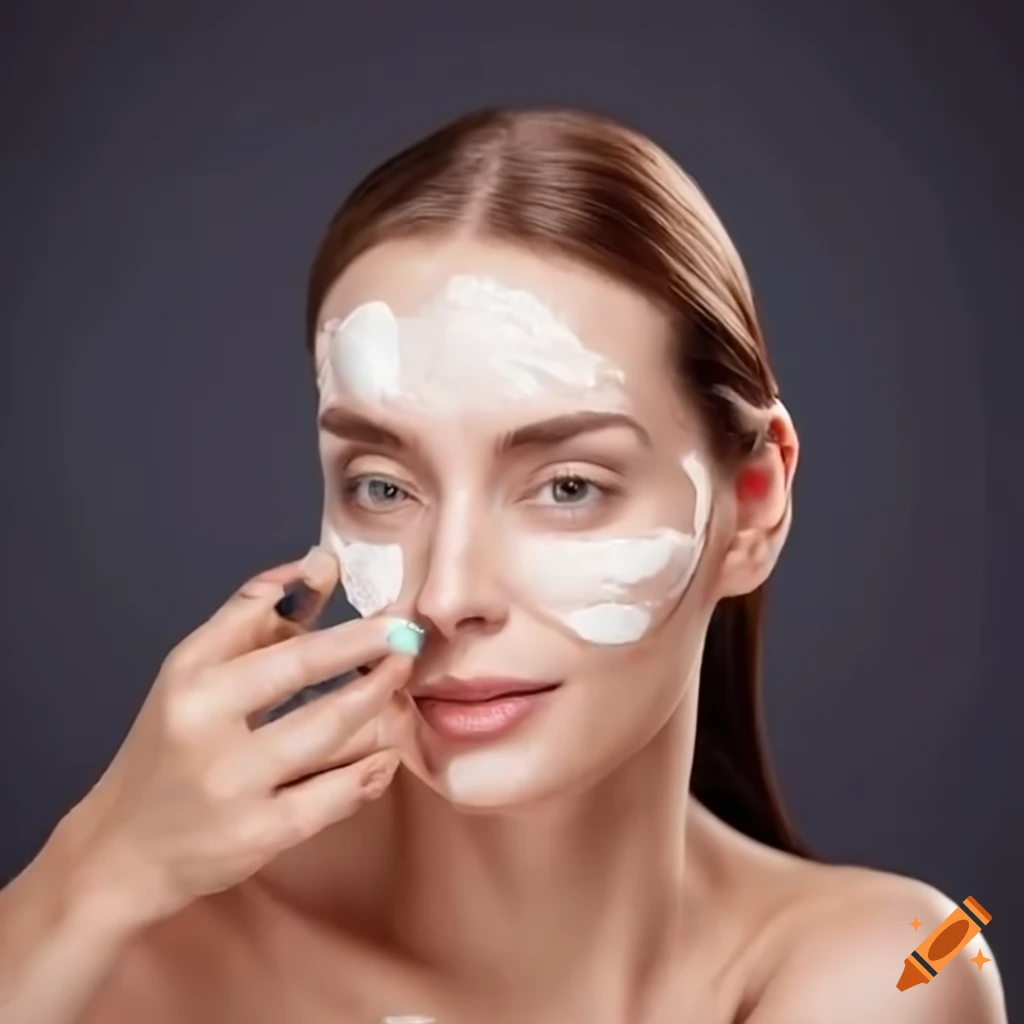 Woman applying rejuvenating gel on her face on Craiyon