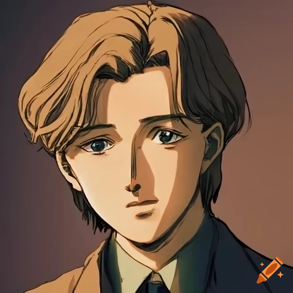 Portrait of johan liebert with brown hair on Craiyon