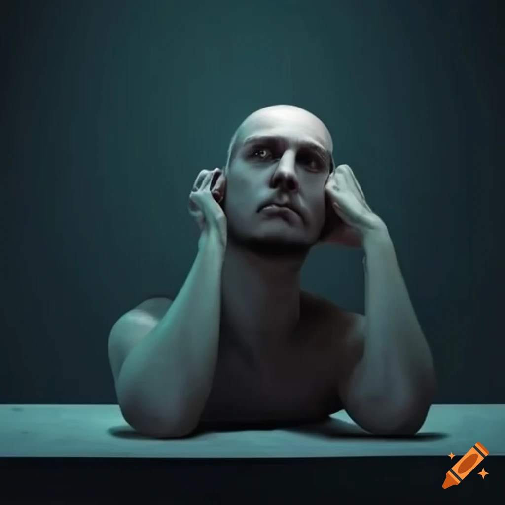 conceptual image of an AI contemplating in a dark room