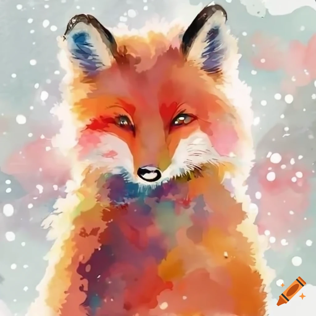 fluffy fox anime character in winter