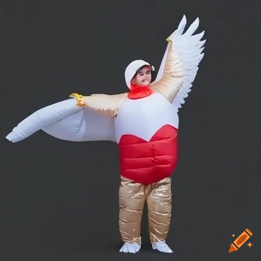 Child wearing an inflatable eagle costume on Craiyon
