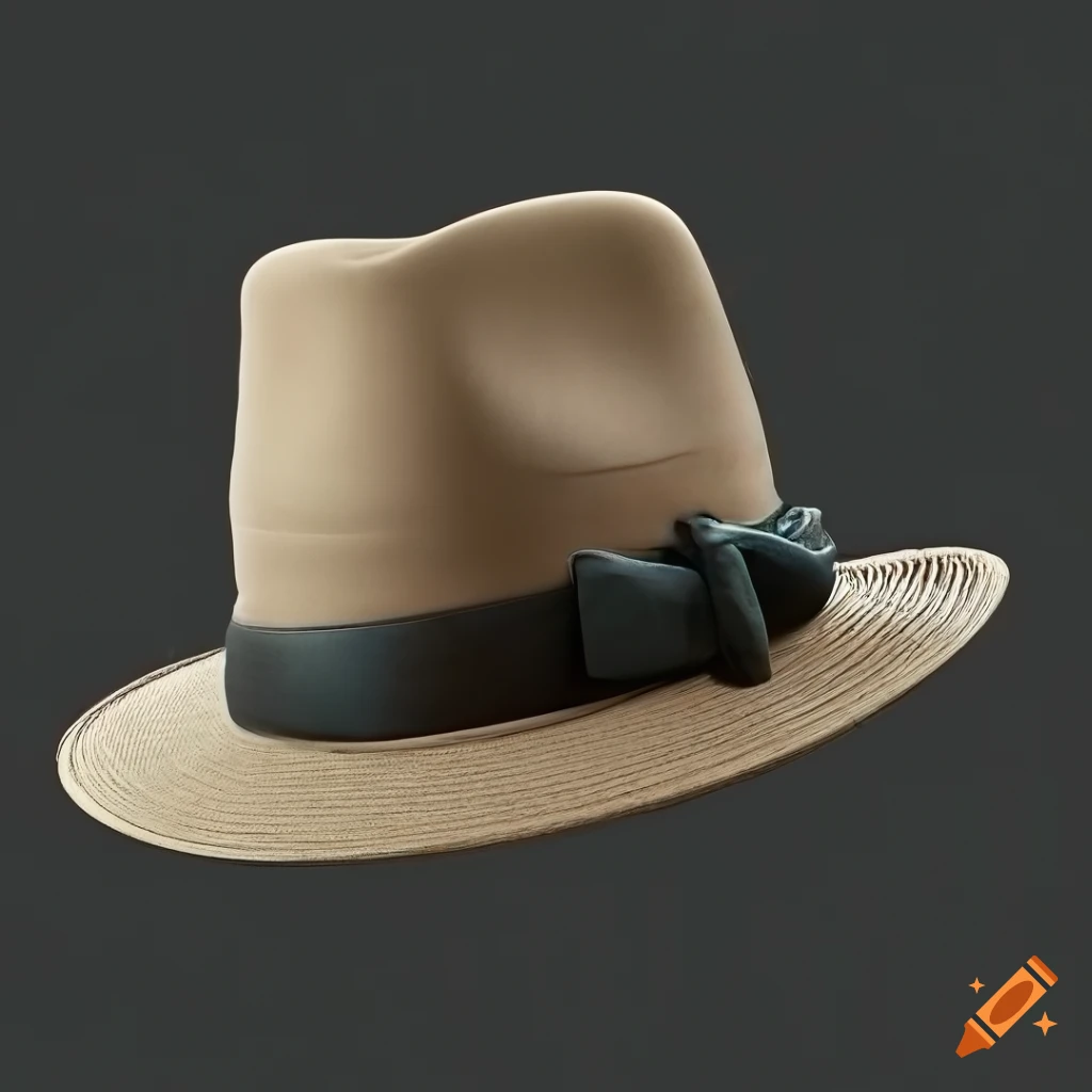 hyper-realistic 3D model of a Panama hat in the wind