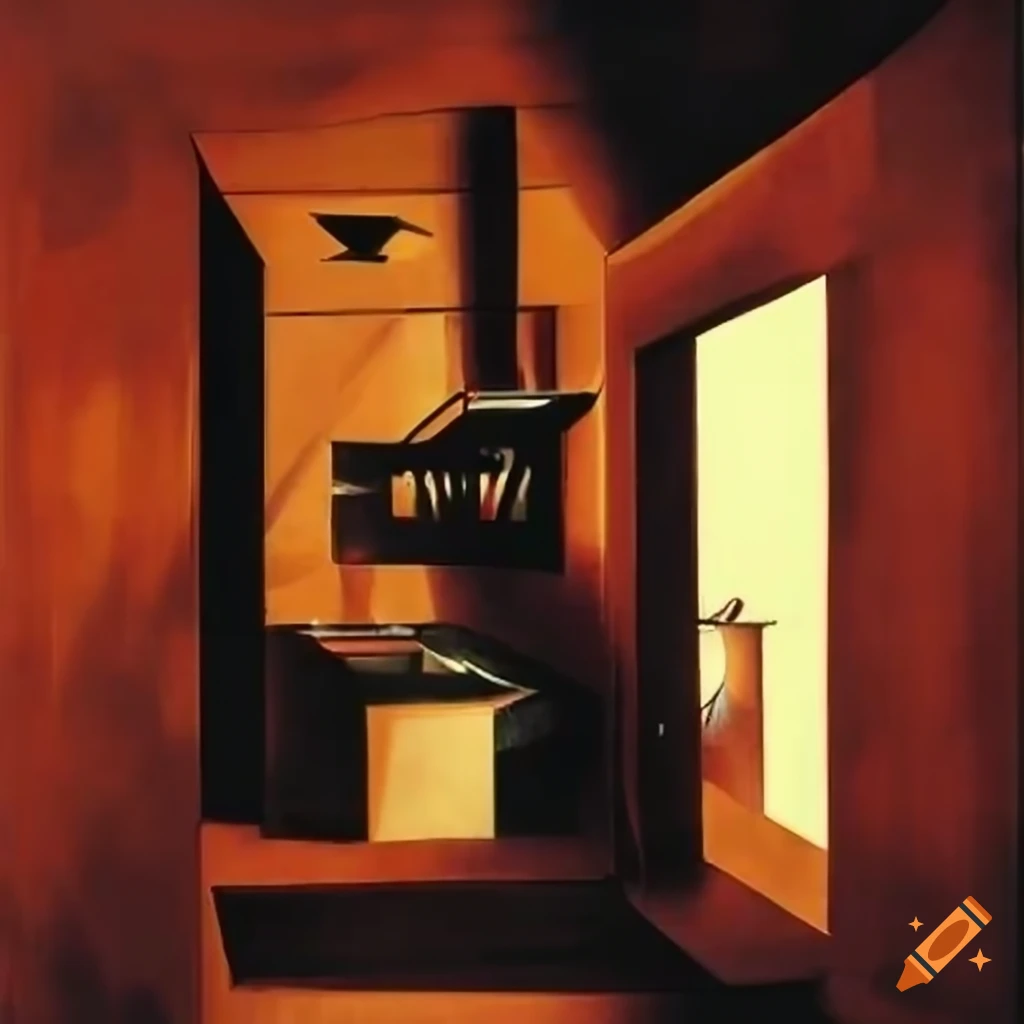 Abstract artwork of a kitchen by el lissitzky on Craiyon