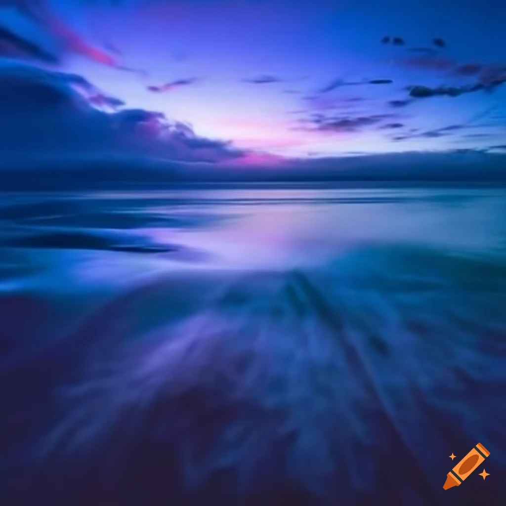 purple eyes on the horizon over water