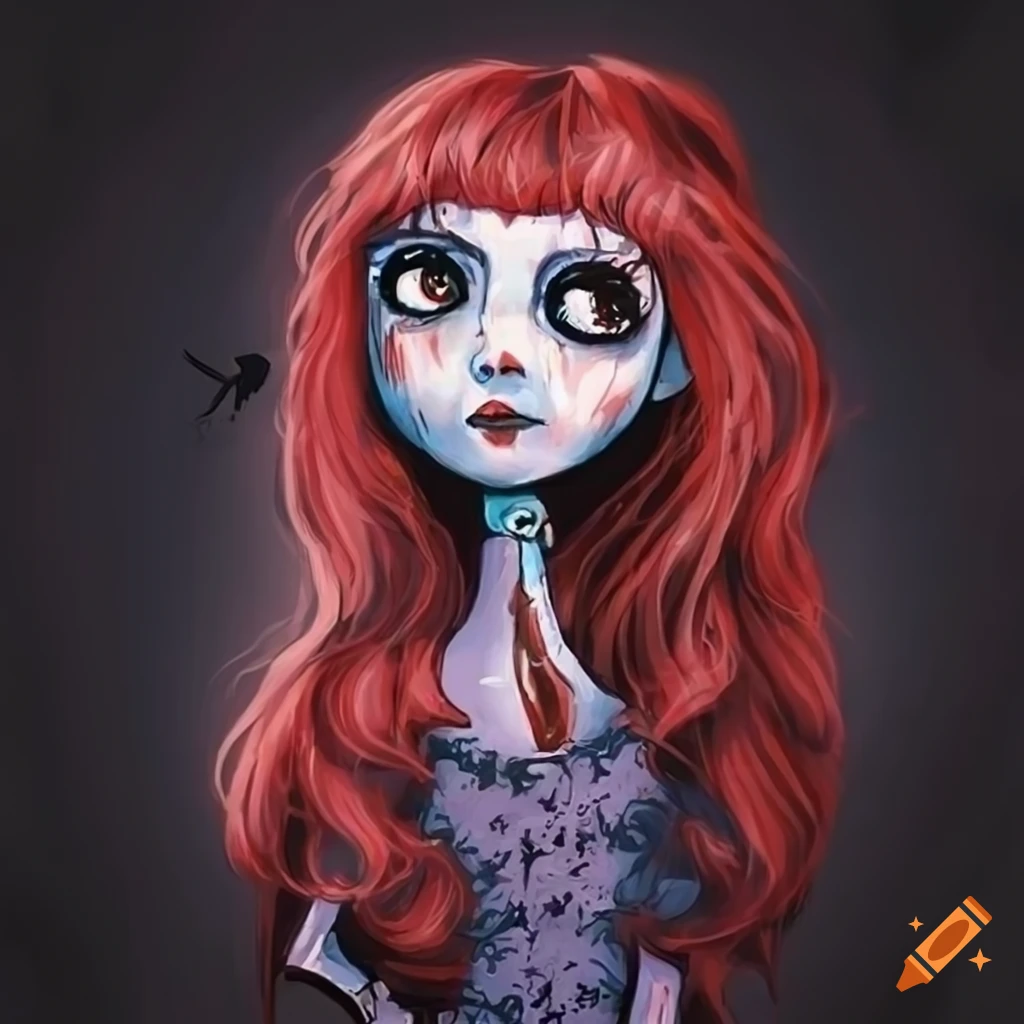 Tim Burton inspired art of a teenage girl