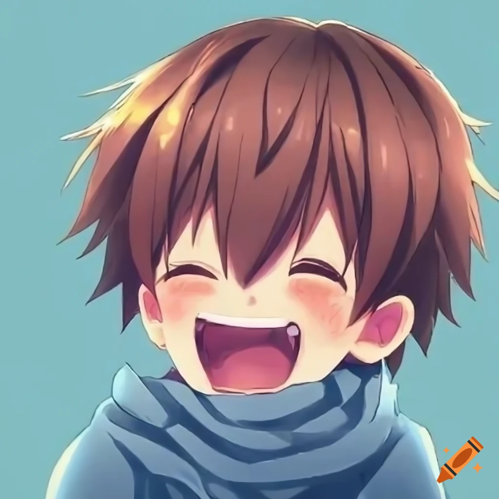 cute anime kid trying not to laugh