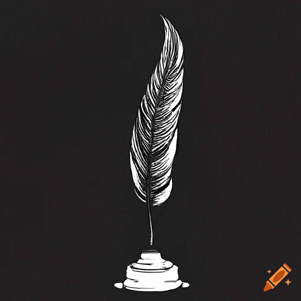 Elegant black and gold feather quill logo on Craiyon
