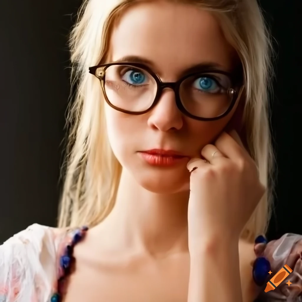 Portrait Of A Blonde Woman With Glasses
