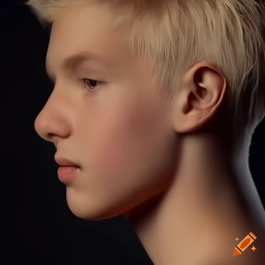 photorealistic image of an attractive blond teenage boy