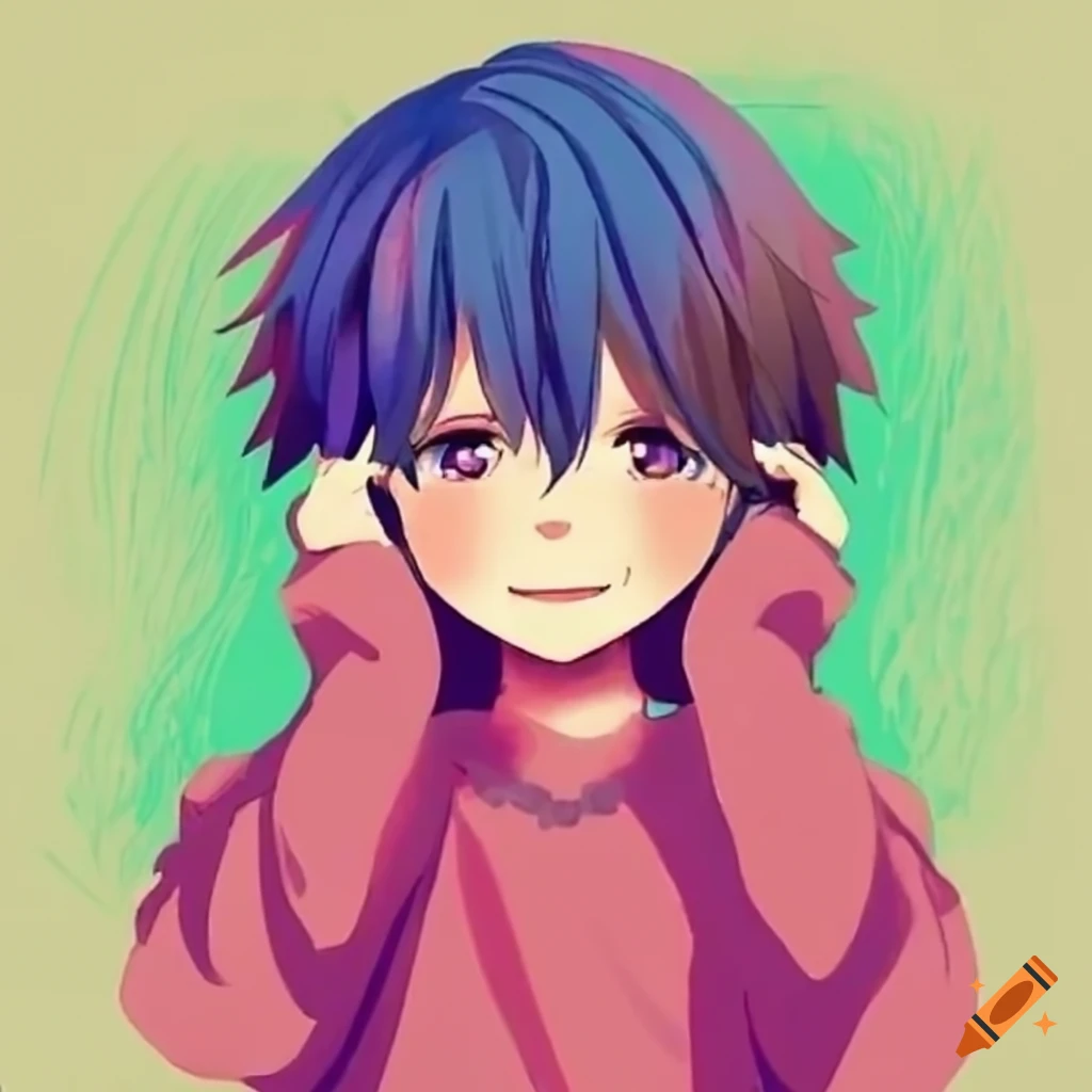 blushing anime kid looking shy