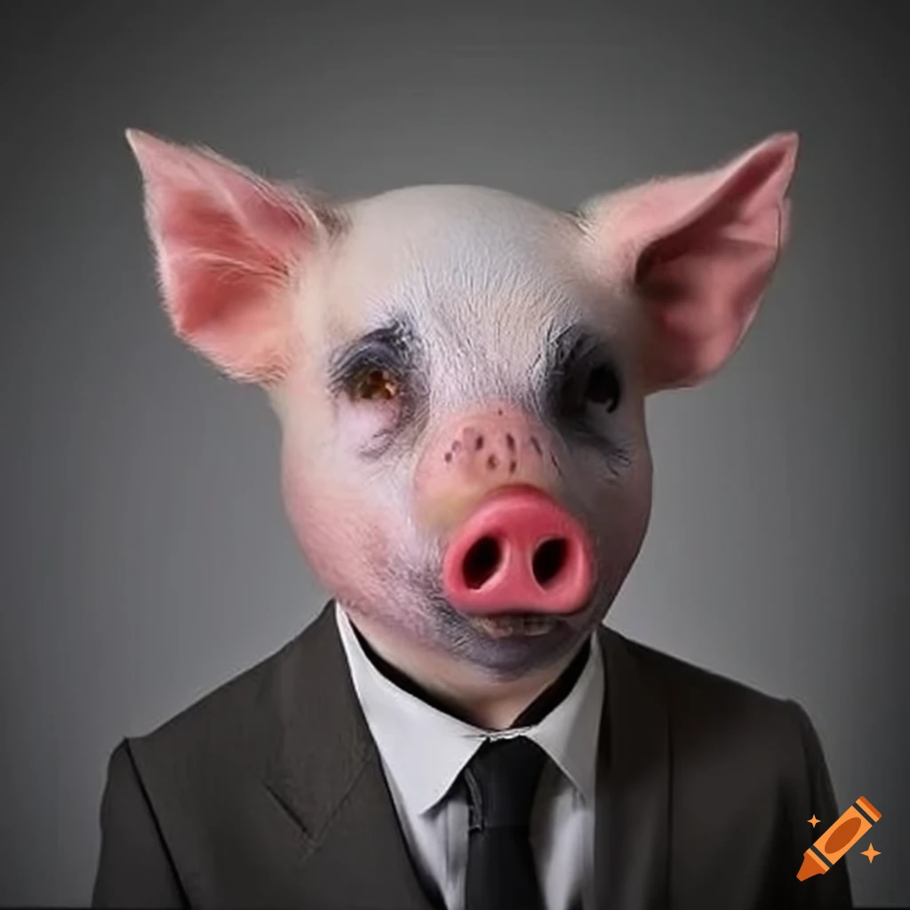 funny pig with make-up wearing a suit