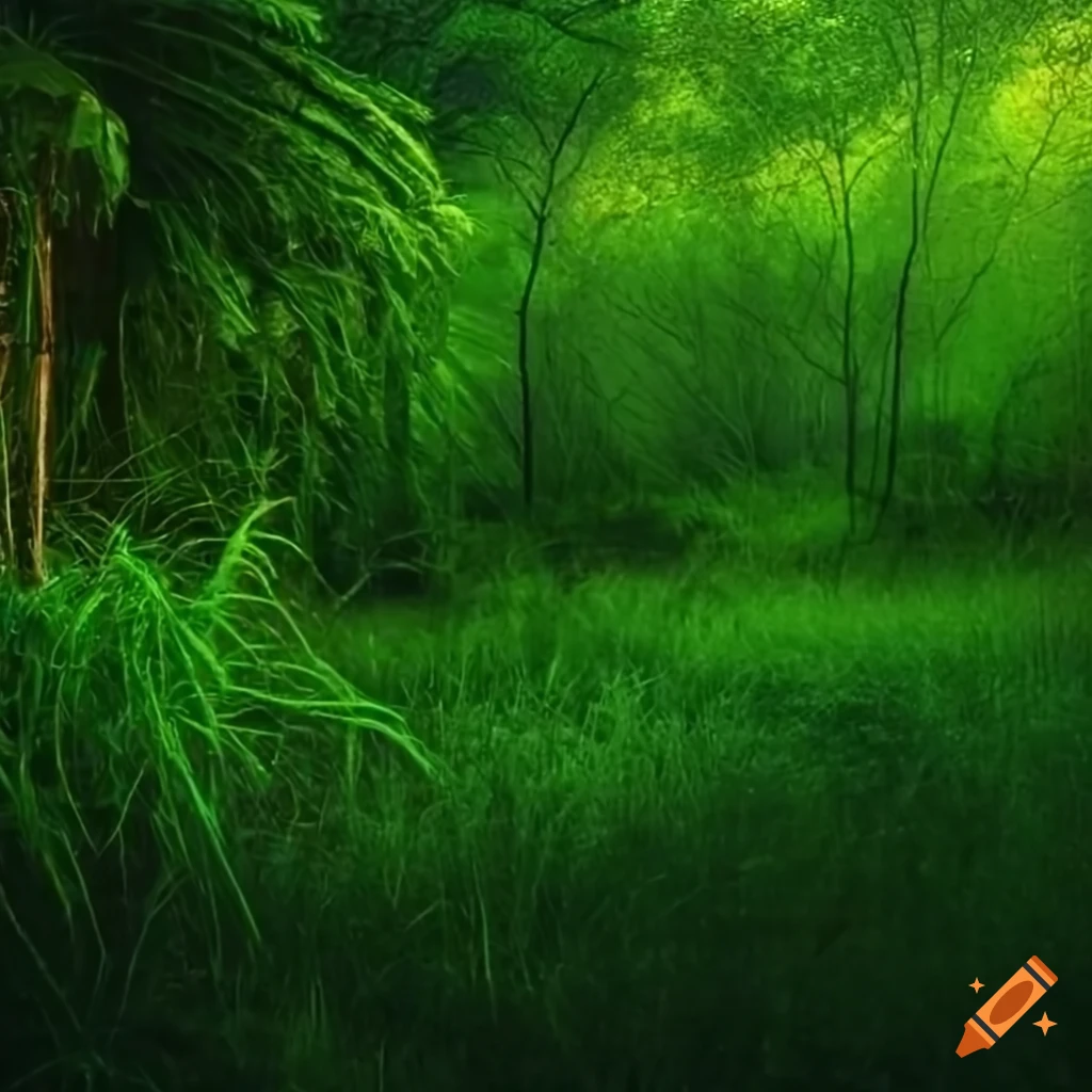 green grass in a jungle