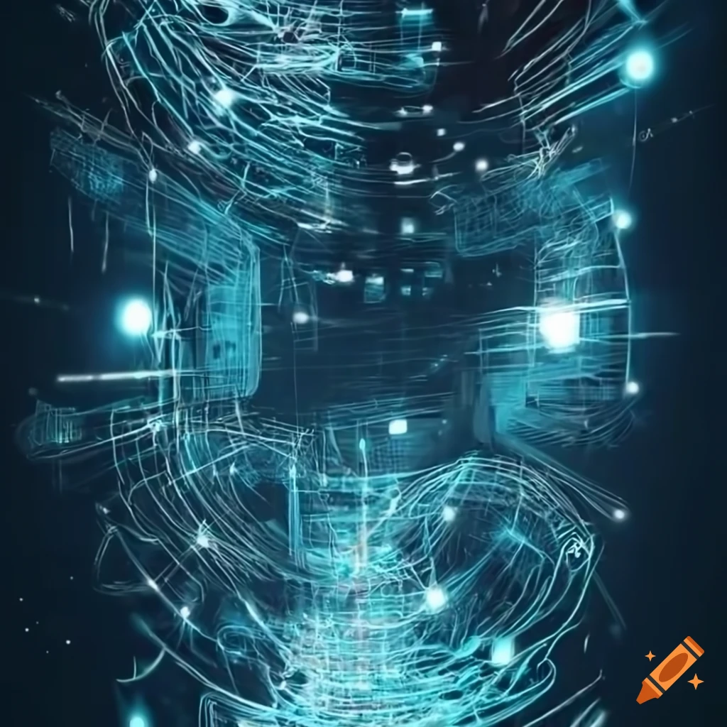 ultra realistic depiction of TCP IP network connections with telecom equipments