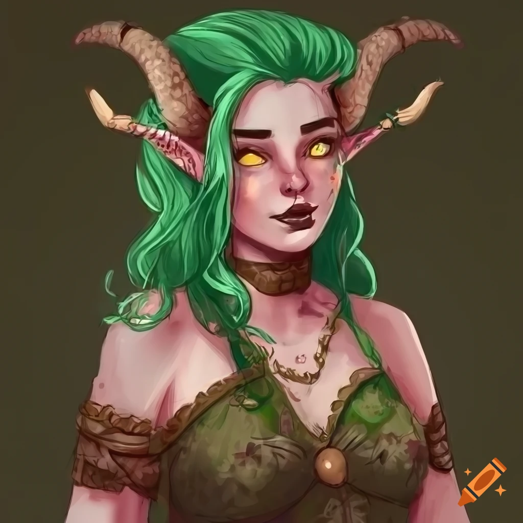 cute tiefling druid in a Greek-inspired setting