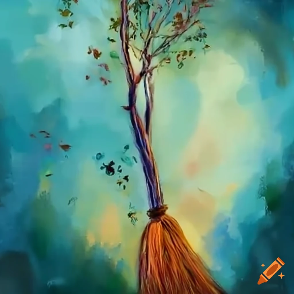 Floating enchanted broomstick on Craiyon