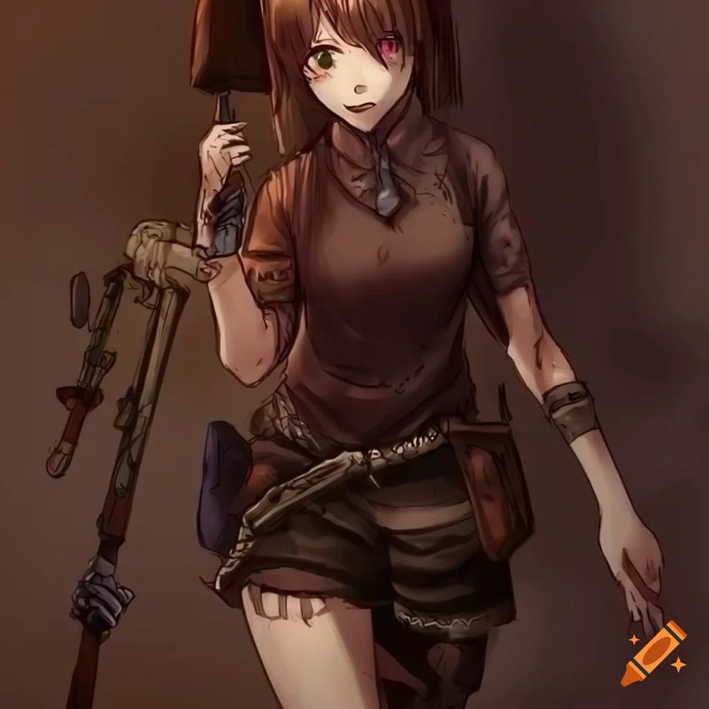 anime girl character concept for zombie survival