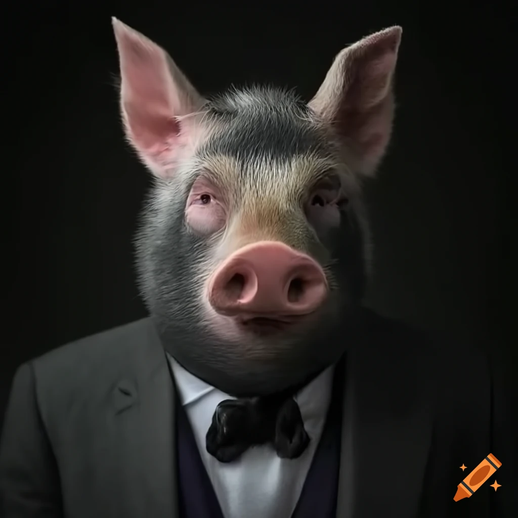 stylish and suave pig in a suit