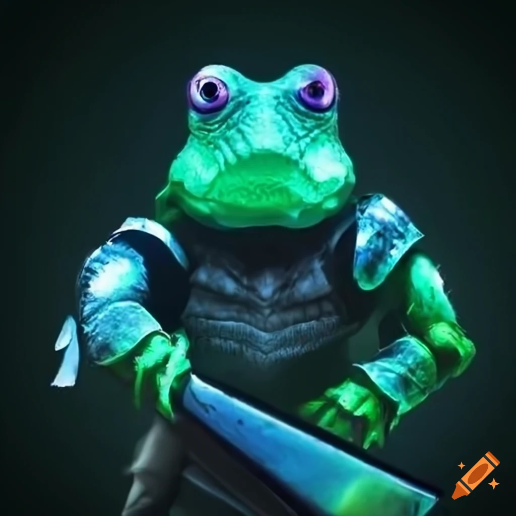 neon frog knight artwork