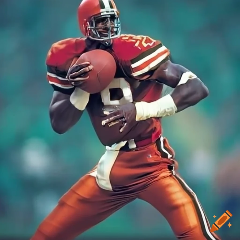 Michael jordan in cleveland browns uniform passing the ball on Craiyon