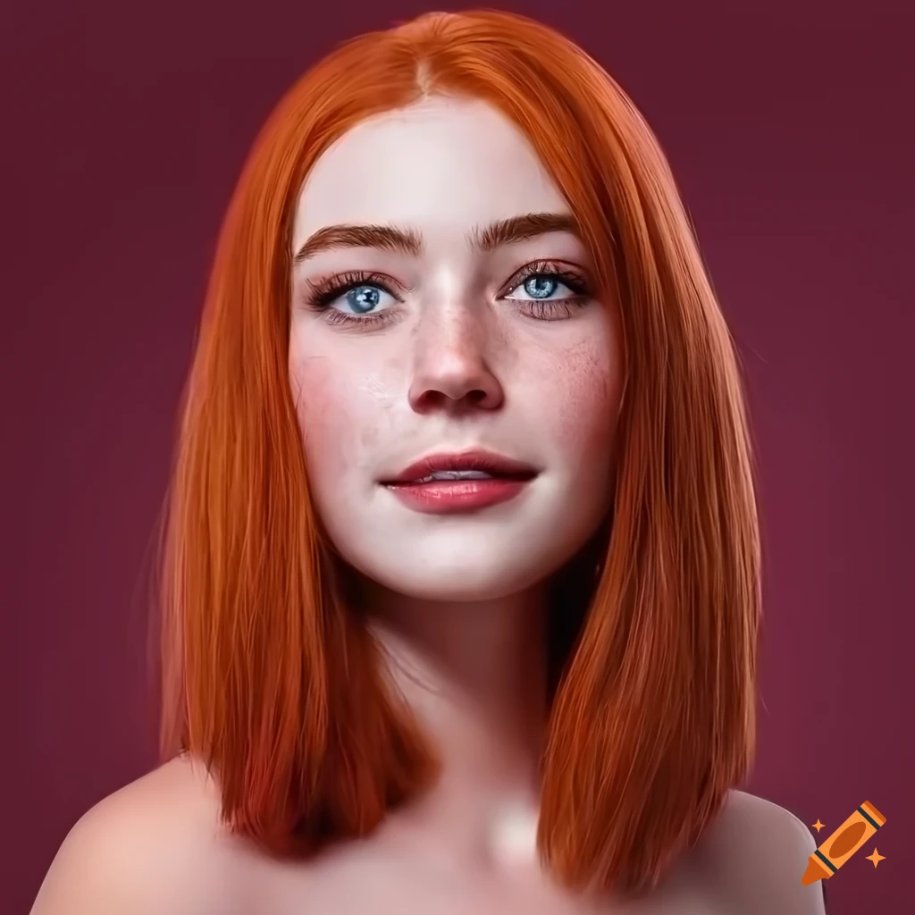 portrait of a young woman with red hair and freckles