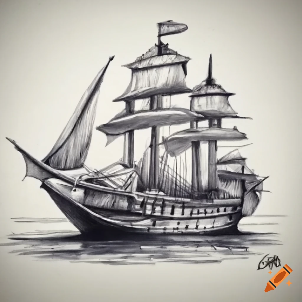 Pencil Sketch Big Cruise Ship On Stock Illustration 2195802391 |  Shutterstock