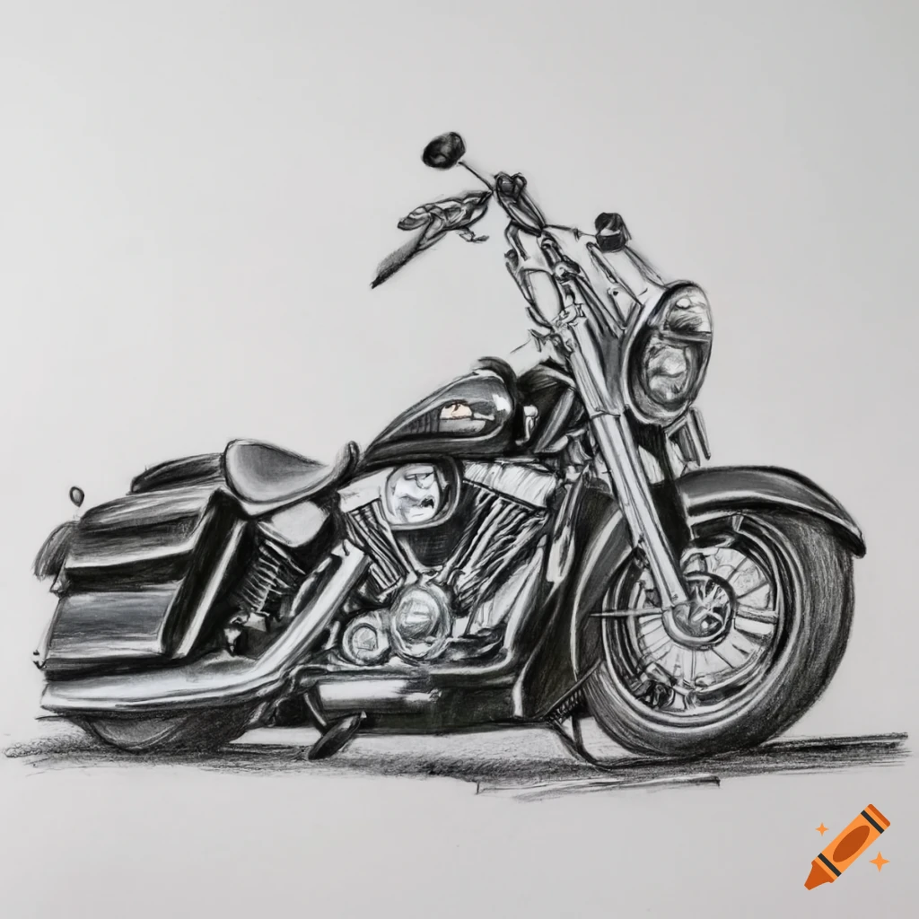 Realistic pencil drawing of a harley davidson motorcycle on Craiyon