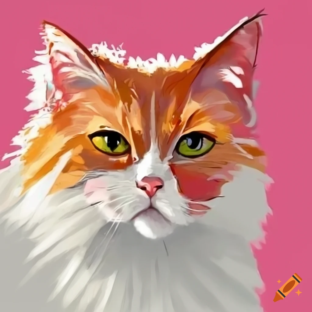 long-haired-red-and-white-cat-with-cherry-blossom-tree-on-craiyon