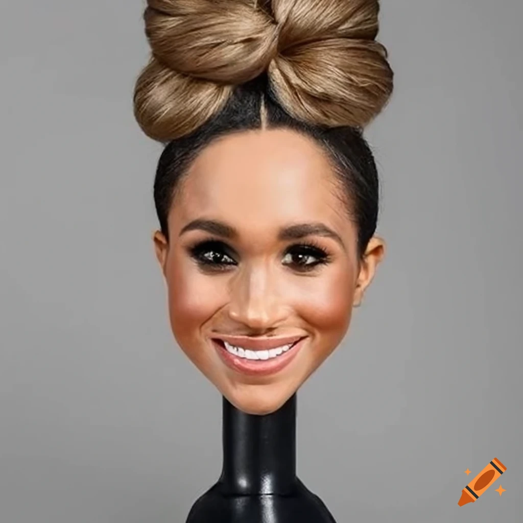 Meghan markle styling head with updo hair bun on Craiyon
