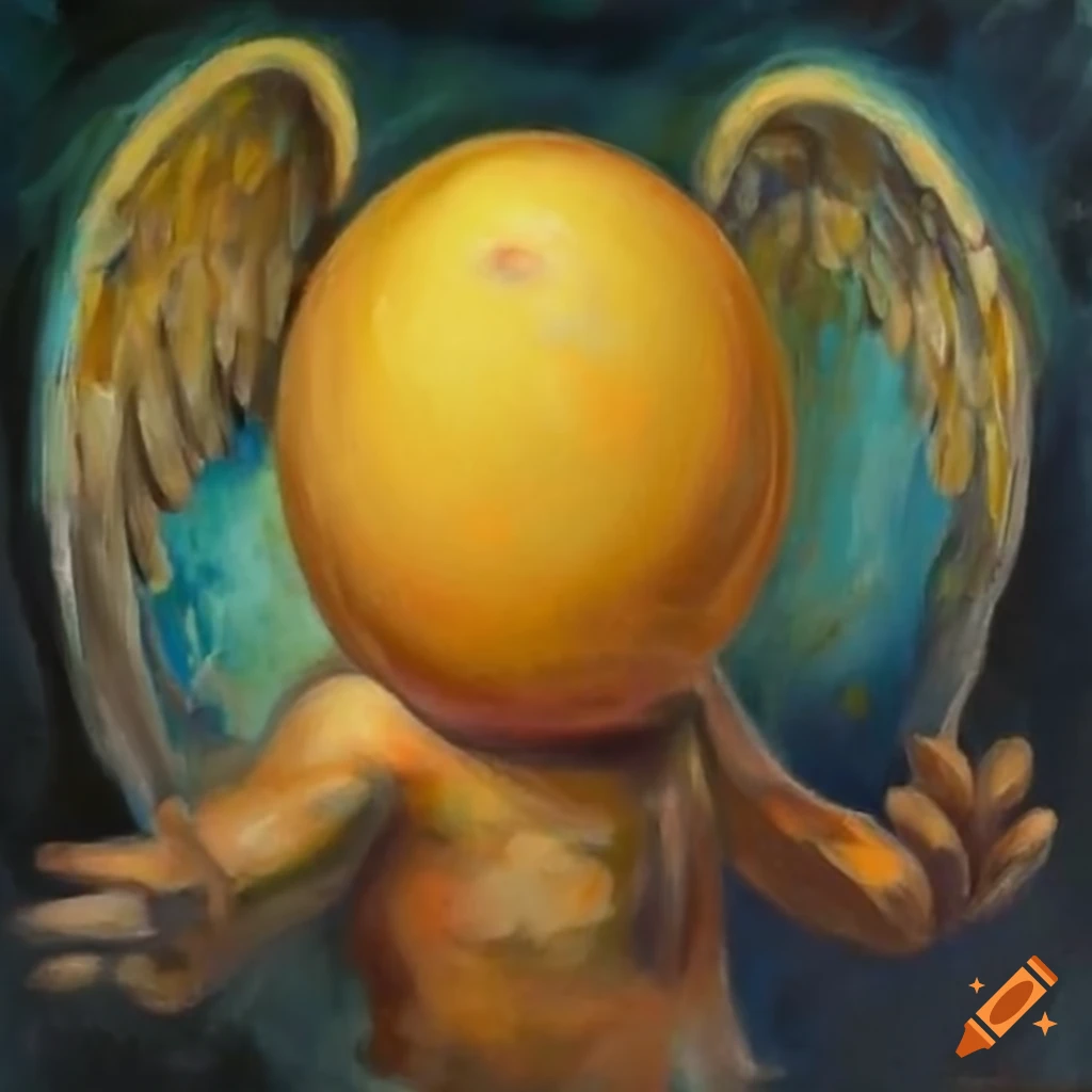 Illustration of an angel with an eggshaped head