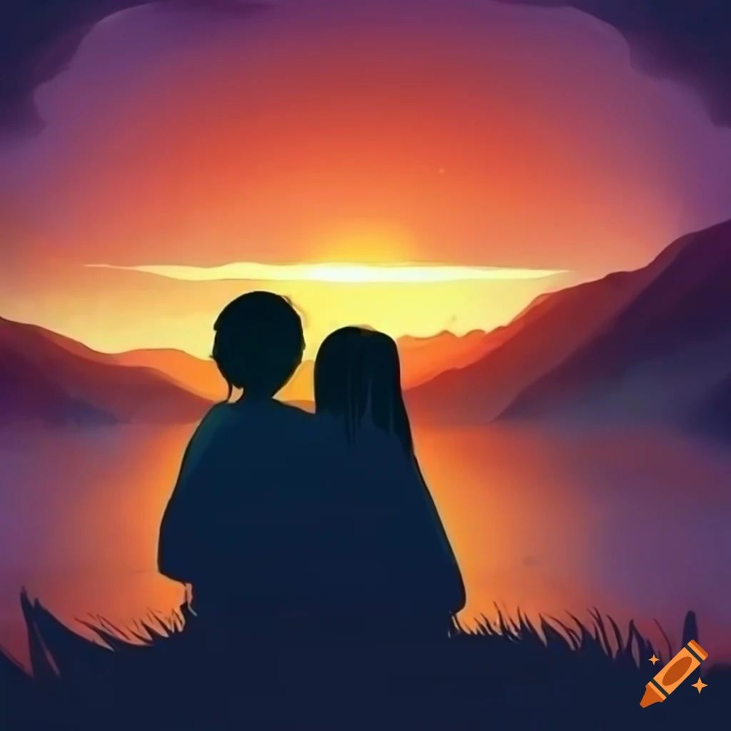 Couple Enjoying A Sunset On The Beach On Craiyon
