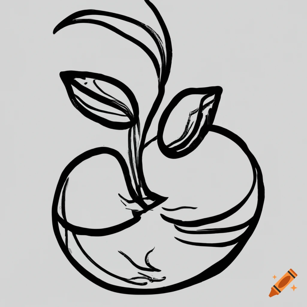 Apple icon or logo one line drawing, fruit background vector illustration -  Stock Image - Everypixel