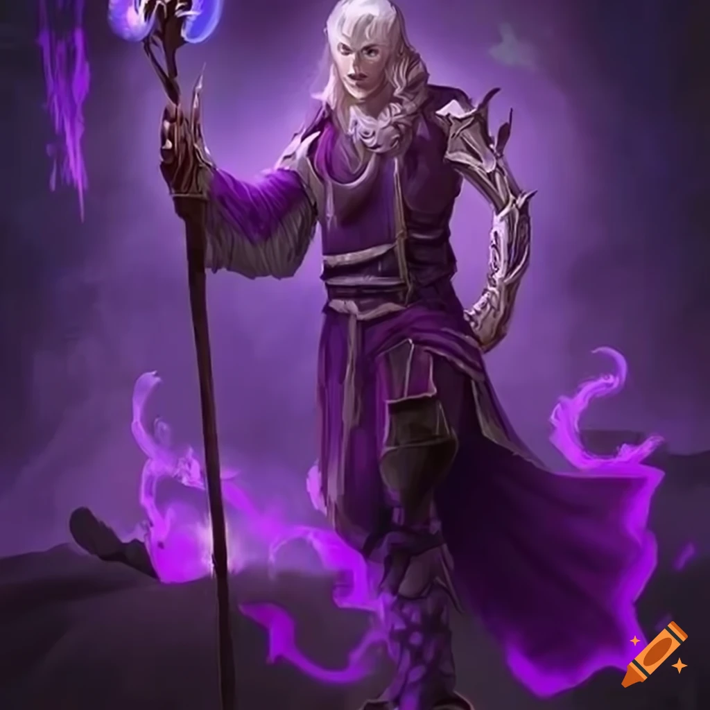 Purple fantasy wizard character