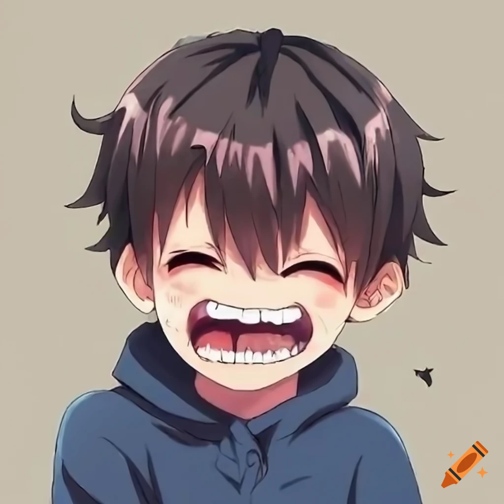 Adorable anime kid laughing on Craiyon