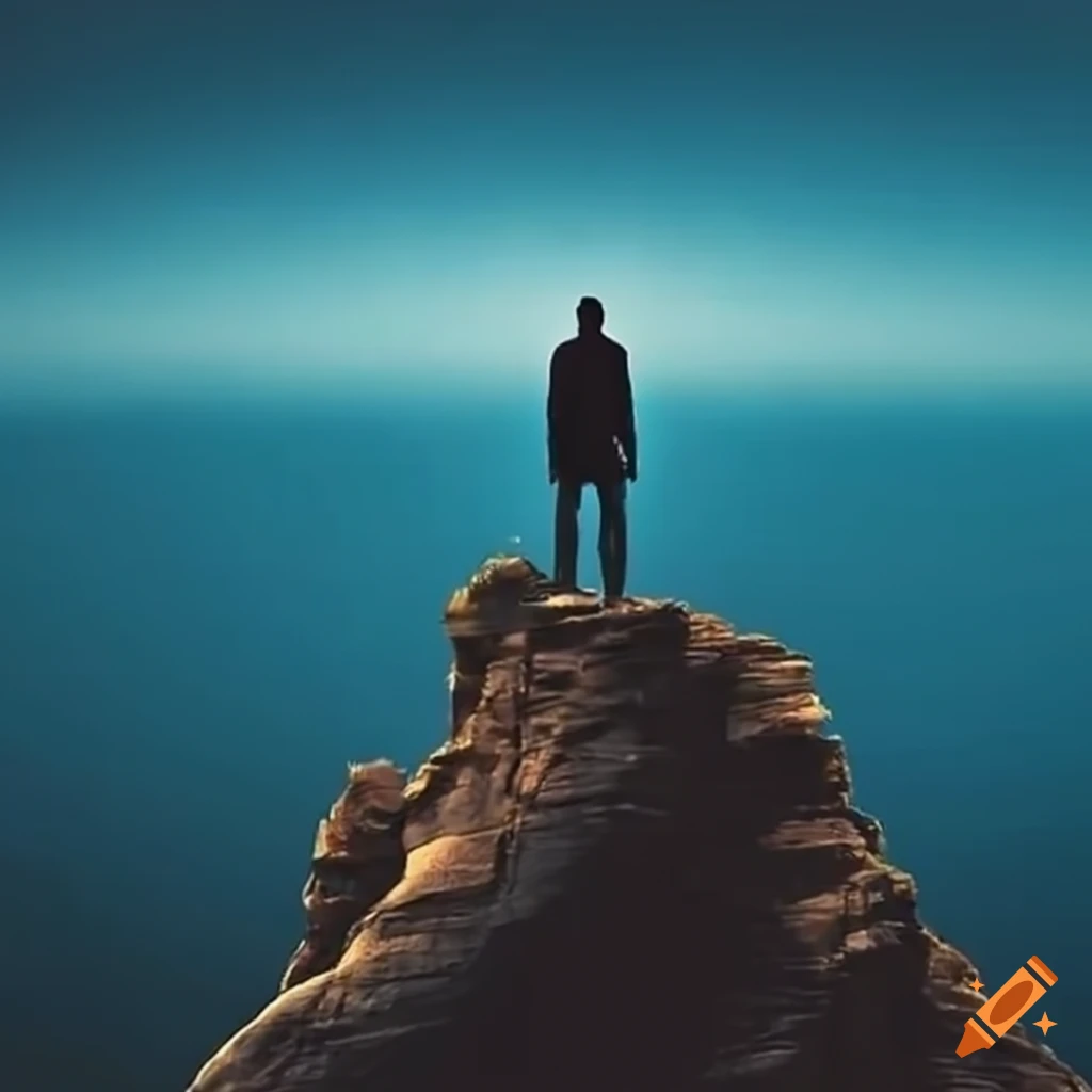 Man Looking Into The Distance From A Cliff