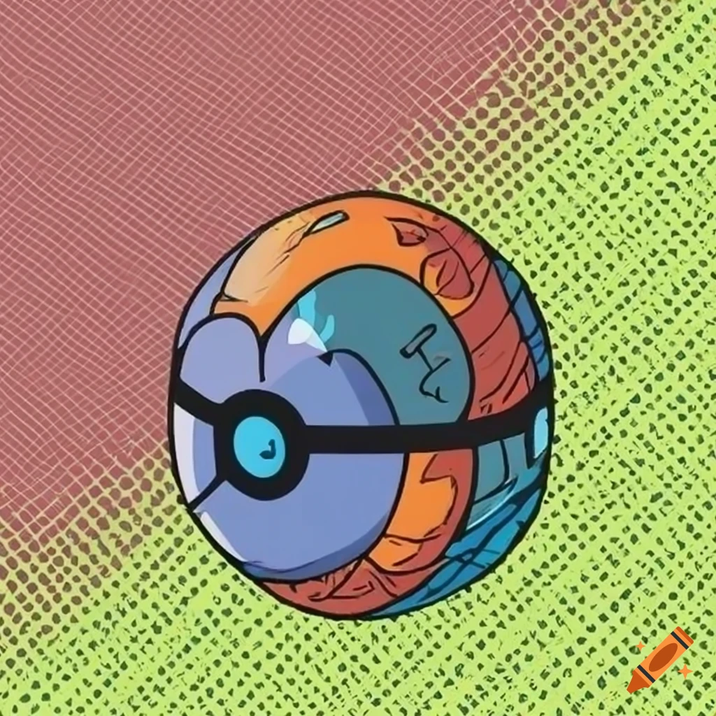 Pop art style depiction of a Poke Ball