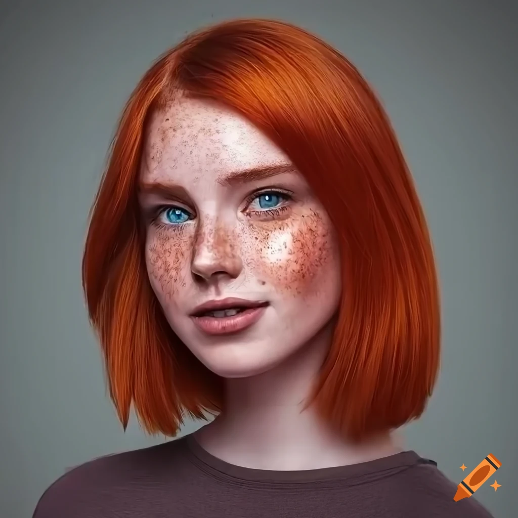 portrait of a young woman with red hair and freckles