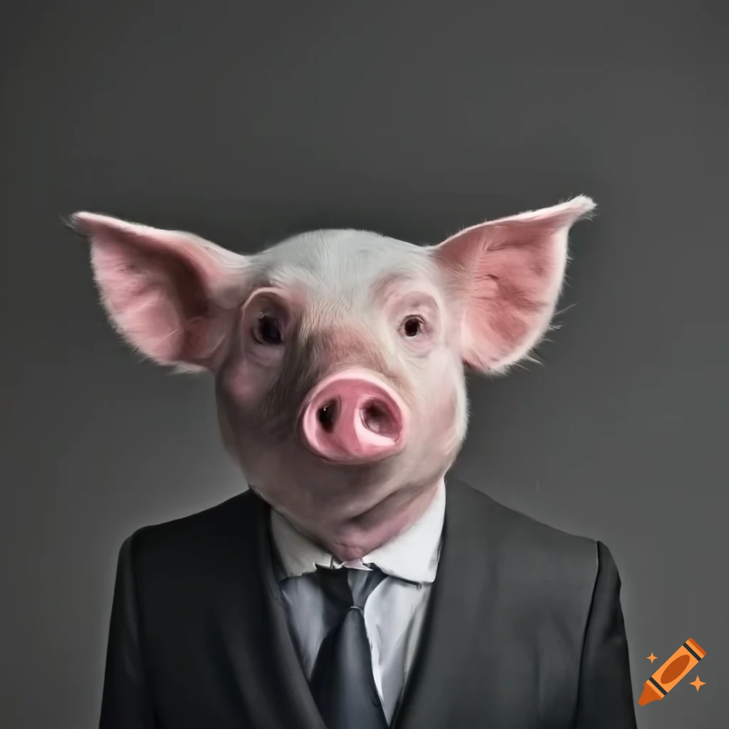 portrait of a pig wearing a suit