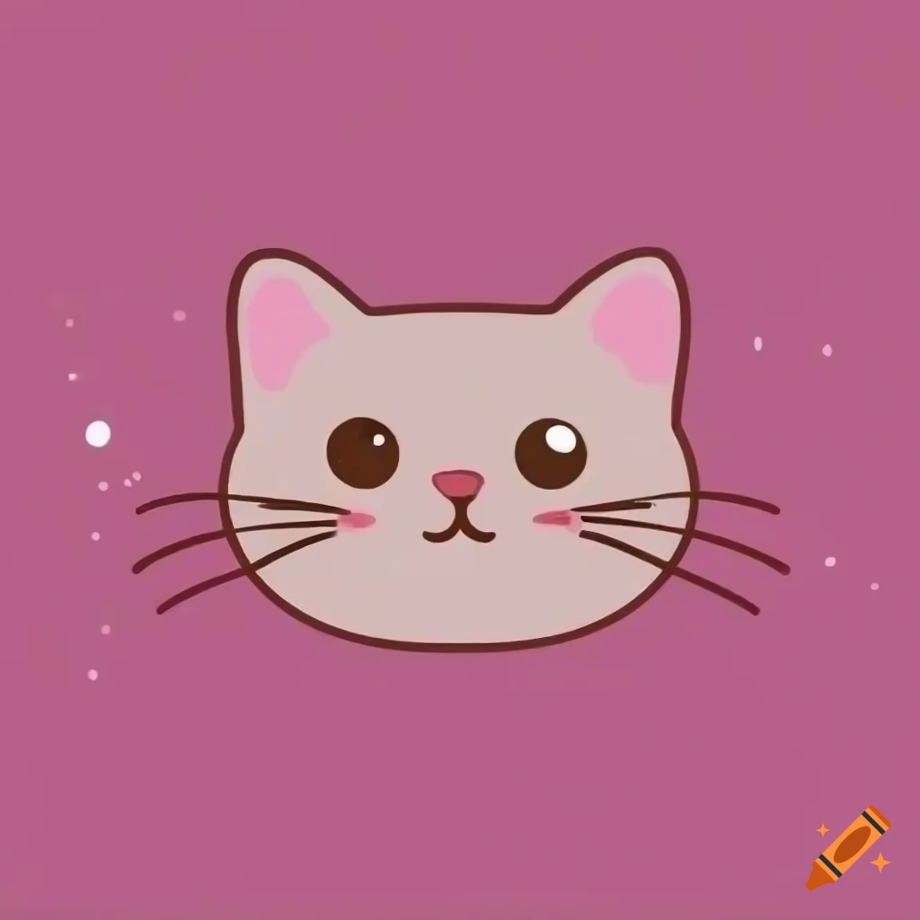 Cute cat icon. pink cat icon on white background. happy cat icon