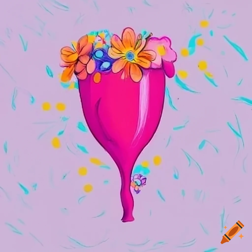 menstrual cup with floral design