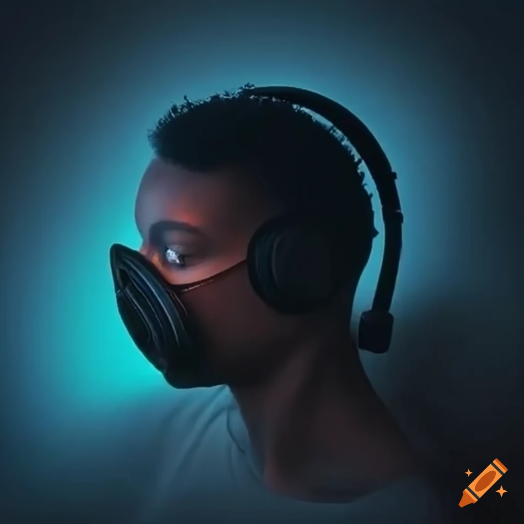 coronavirus wearing headphones