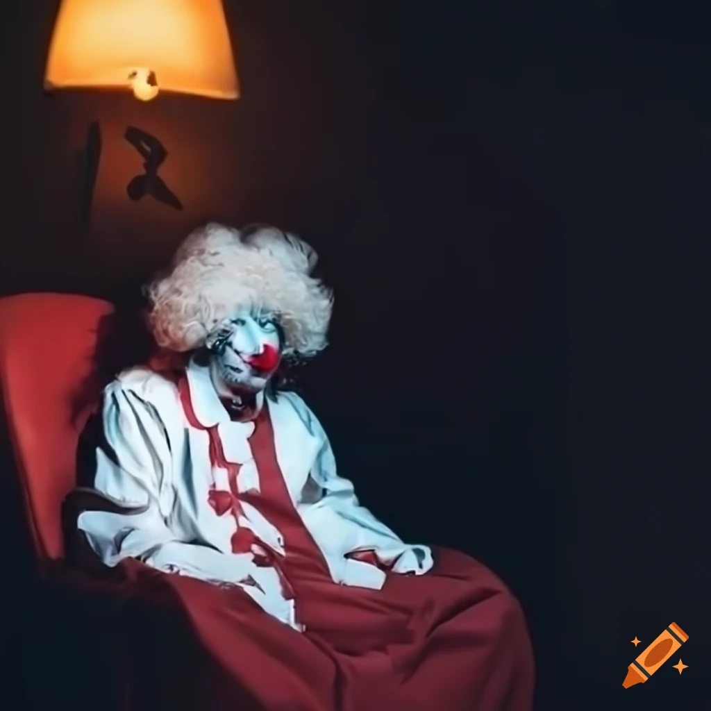 Clown in a dark room on Craiyon